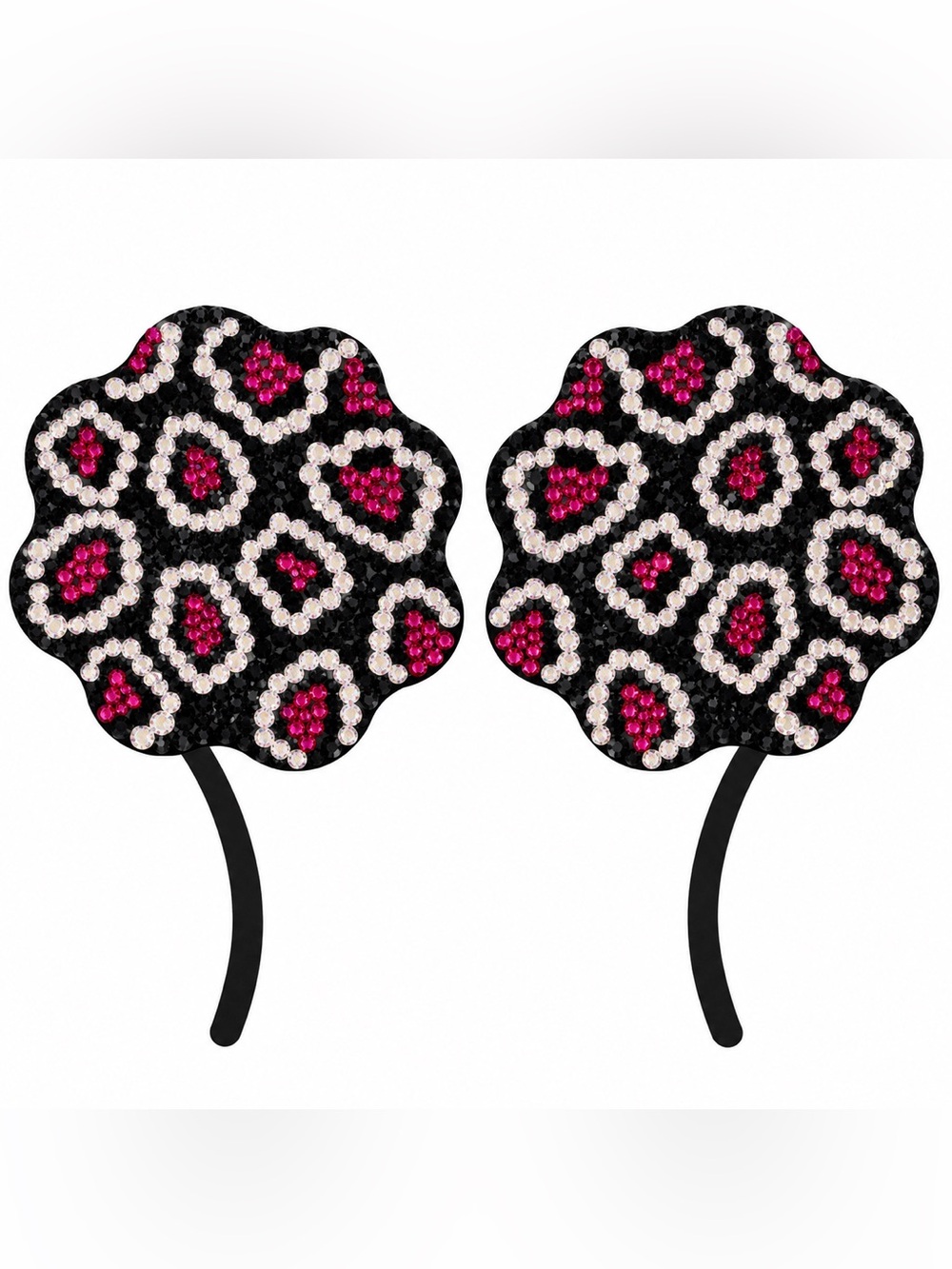 Leopard Print Design Pink & Black Crystal Crystal Pasties Size Extra Large New